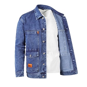 Chaqueta de Mezclilla Azul para Hombre, Estilo Casual, con Botones, Manga Larga, Ropa de Trabajo, con Logotipo Frontal, para Otoño - Product Image 2