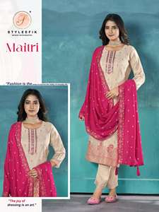 Nouvel arrivage Belle tenue occasionnelle Attrayant Viscose Soie Kurti Pant & Dupatta Avec Broderie Travail Exportateur Mondial - Product Image 6