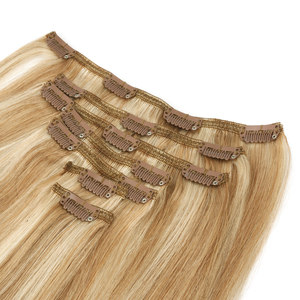 Extensions à clipser 100% cheveux humains Remy, lisses et soyeux, pour une tête entière, trames de cheveux à clipser pour femmes, double épaisseur, volume intense - Product Image 3