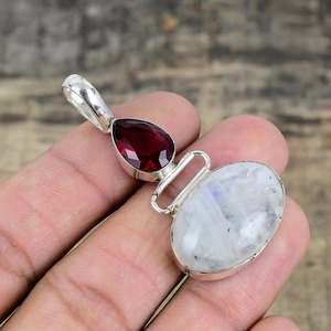 Joyería para mujer, colgante de estilo bohemio plateado, joyería de plata de ley 925, piedra lunar, piedras preciosas, colgante hecho a mano de tendencia, regalo para - Product Image 4