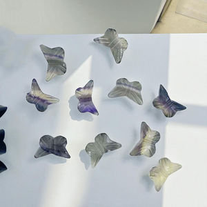 Pierre précieuse en forme de papillon en fluorite naturelle 12x7 MM sculptée à la main pour la fabrication de bijoux - Product Image 4