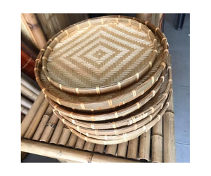 Panier de vannage en bambou rustique du Vietnam grand bol rond de plateau de riz tissé fait à la main avec des Options de taille multi - Product Image 6