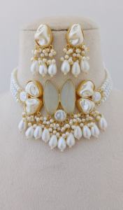 Nazaakat Haute Qualité Imitation Rhodium Plaqué Perle Collier Boucle D'oreille Ensemble Mini Perle Gland Lourd En Laiton De Mariage Fiançailles Fête - Product Image 6