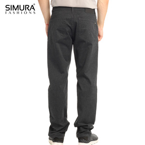 SIMURA Jean décontracté pour homme, coupe droite, grande taille, taille mi-haute, coupe classique, 100% coton denim, couleur unie, fermeture boutonnée - Product Image 4