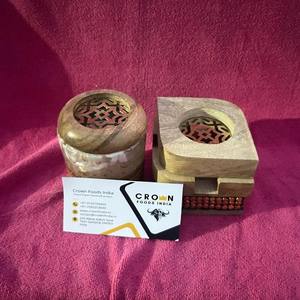 Brûleur d'encens Bakhoor en bois religieux arabe moderne écologique avec diffuseur d'aromathérapie de décoration d'intérieur de graine d'Inde - Product Image 5