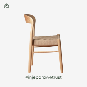 Modern Teak Wood Dining Chair Woven Seat Comfortable Ergonomic Upholstered Waterproof Solid Wood Legs Scandinavian Minimalist - Product Image 4
