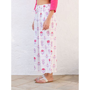 Pantalon palazzo en coton à taille haute et jambes larges pour femme, respirant, décontracté, avec taille élastique - Product Image 2