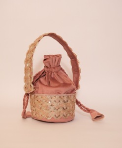 Zari Round Potli with Pearl Handle & Tassels Woman Drawstring Potli <b>Bag</b> Evening <b>Clutch</b> Wedding Return Gift <b>Bags</b> - Product Image 5