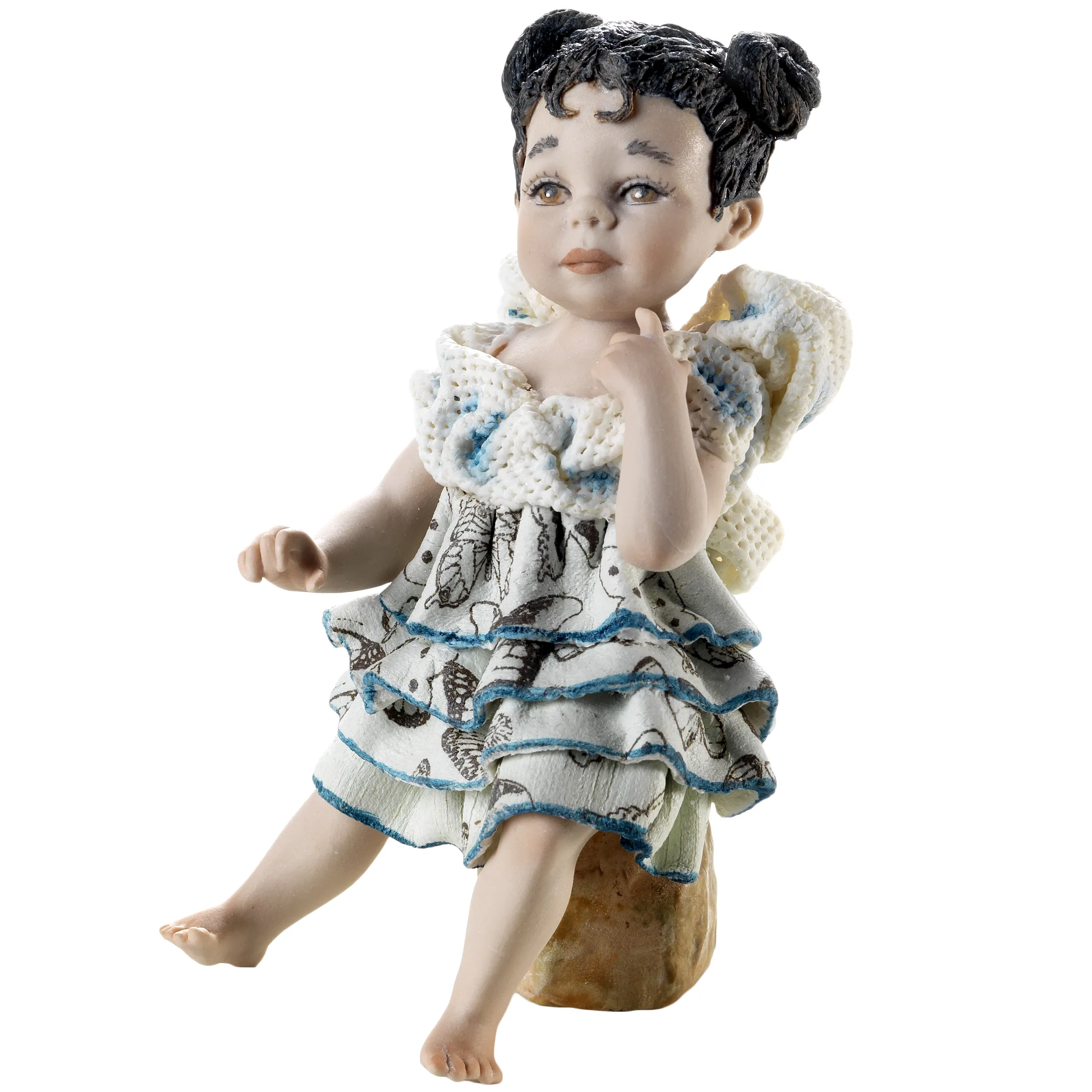 Top quality Italian porcelain animal lovers figurine BUTTERFLY LITTLE GIRL hight 13 cm for export