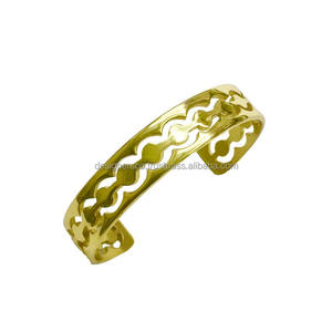 Handmade Brass Metal <b>Gold</b> Color Fashion Cuff Bracelets Cutout <b>Bangle</b> Jewelry Accessories Fashionable Silver Copper for Gifts - Product Image 5