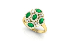 Anillo de Compromiso Art Deco de Oro de 14k para Mujer, 1.50 CTW, Esmeralda Cultivada en Laboratorio, Corte Ovalado, Estilo Vintage, Regalo de Aniversario, Joyería de Boda - Product Image 2