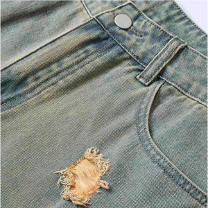 Pantalones cortos de mezclilla desgastados multicolor personalizados para hombre al por mayor con parche NY 11 pantalones cortos de mezclilla de verano - Product Image 5