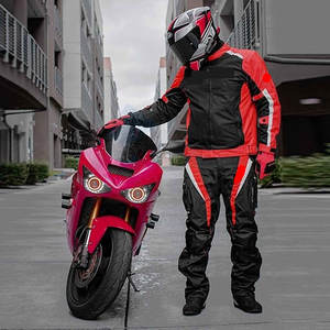 Chaqueta de Motociclista con Protección Completa para el Cuerpo, Acolchado Blindado, Chaqueta de Verano para Motocicleta, Impermeable y Cortavientos, Color Rojo - Product Image 3