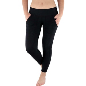Leggings de sport pour femme, taille mi-haute, couleur unie, avec logo personnalisé, effet ventre plat, respirants, écologiques, pour yoga, entraînement, gym, fitness et course à pied - Product Image 2
