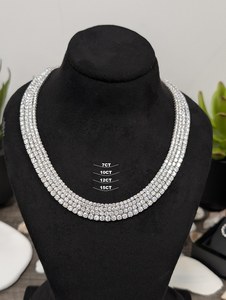 Collar de tenis clásico con diamantes de corte redondo de 7.00+ quilates DEF VVS, diamantes cultivados en laboratorio en oro macizo de 14K, para regalo de aniversario nupcial. - Product Image 3