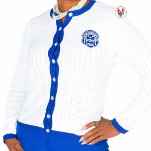Cárdigan Acrílico Bordado de la Hermandad Zeta Phi Beta para Mujer |   Suéter de Lana Acrílica Personalizado con Bordado de la Hermandad ZPB para Mujer - Product Image 3