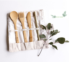 <b>Reusable</b> Bamboo Cutlery Set Travel Bamboo Set With Fork Spoon Knife <b>Straws</b> Set Biodegradable Ecofriendly by Eco2go Vietnam - Product Image 2