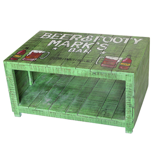 Vintage Style Eco-Friendly Durable Storage Coffee <b>Table</b> <b>Bedside</b> <b>Table</b> Rough Poster Painted Mango Distressed Wood Home Hotel - Product Image 4