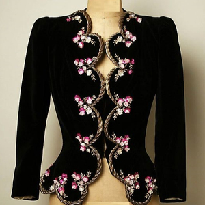 NEWLY---STYLISH JACKET ON VELVET FABRIC EMBELLISH OF BEAUTIFUL CRYSTAL BEADS,GLASS STONE WORK @ 2022 - Product Image 1