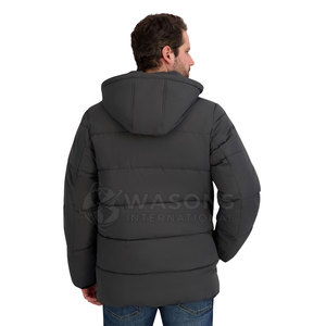 Minimalist <b>Men</b> Hooded Puffer Jacket Simple Lightweight Warm Winter Front Logo Clean Style Outerwear 2026 - Product Image 6