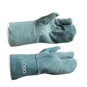 Swelder Guantes de soldadura Mig resistentes al calor de cuero de vaca azul de 14 pulgadas con forro - Product Image 3