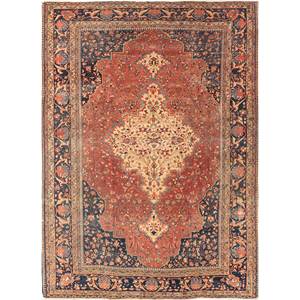 Aalam Large Area 9x12 <b>Wool</b> Rugs <b>Red</b> Orange Hand Knotted Medallion for Home-for Entryway Hallway 10mm Thickness-Model Paem-1481 - Product Image 1