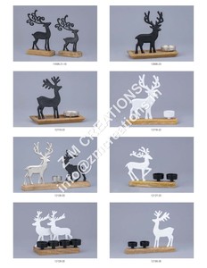 Adornos decorativos Precio barato de fábrica Escultura de Reno negro Base de madera Diseño de Navidad Juegos de regalos Metal personalizado - Product Image 4