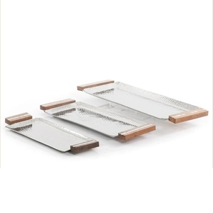 Plateau de service en marbre de cuisine d'hôtel maison avec poignée en métal de conception plateaux de service en marbre de forme personnalisée vente chaude - Product Image 2
