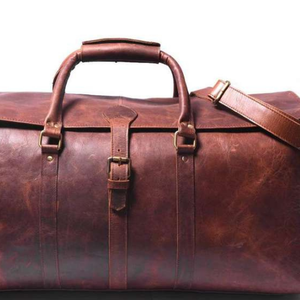 กระเป๋าหนังแท้ทำด้วยมือหรูหราสไตล์วินเทจจุลซับโพลีเอสเตอร์ความจุขนาดใหญ่กระเป๋าเดินทางยิมสำหรับผู้ชายในช่วงสุดสัปดาห์ - Product Image 6