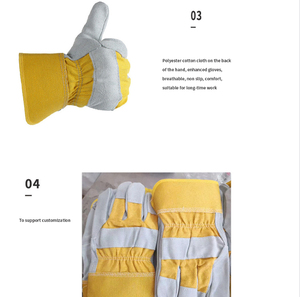 ถุงมือหนังวัวแท้แบบเต็มฝ่ามือสำหรับงานช่าง งานก่อสร้าง ป้องกันไฟ ป้องกันการบาด ราคาขายส่ง - Product Image 3