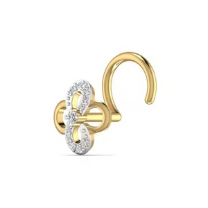 Épingle à nez de designer en diamant rond véritable 0.16TCW Bijoux en or jaune - Product Image 5