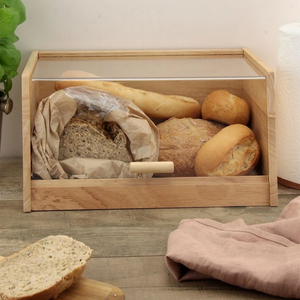 Clear Front Bread Bin Wooden With Clear Top Food <b>Storage</b> <b>Kitchen</b> Container Bread Box <b>for</b> <b>Kitchen</b> Usage - Product Image 2