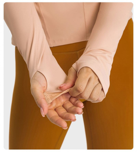 Haut athlétique à fermeture éclair pour femmes, chemise d'entraînement à manches longues et coupe ajustée, séchage rapide, yoga, course à pied, vêtements de sport extensibles, vente en gros - Product Image 5