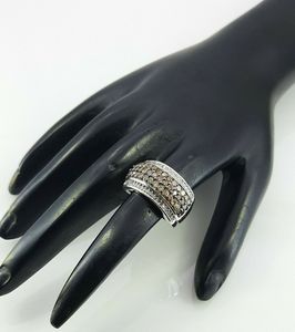1.88 Ct Naturel Brun Diamant Rond Unique Multi-Rangée Large Bande Bague De Fiançailles En Argent Bijoux De Mode - Product Image 3