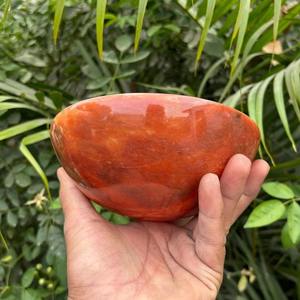 Bol sculpté en cristal d'aventurine rouge naturelle, mascotte artisanale, pierre précieuse énergétique, guérison des chakras, décoration d'autel, méditation, Feng Shui - Product Image 4