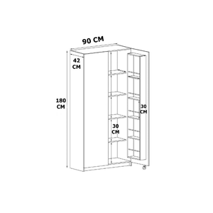 Armoire de cuisine multifonctionnelle Aeka VEZIR avec panneaux blancs, 15 étagères, couvercles, roulettes, gain de place, design moderne et luxueux - Product Image 6