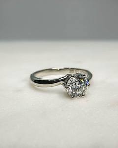 7mm Brilliant Cut Diamond Engagement <b>Ring</b> | Six Prong <b>Solitaire</b> Bridal Wedding <b>Ring</b> | Sterling <b>Silver</b> 18K Gold Plated <b>Ring</b> - Product Image 4