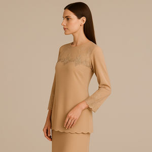 ชุดแฟชั่นแขนยาว Baju kurung abayas ชุดแฟชั่น2025ทันสมัยสำหรับผู้หญิงมุสลิมเสื้อคุรุงผ้าโพลีเอสเตอร์ขนาดใหญ่พิเศษ - Product Image 5