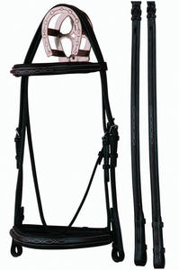 Tachuela inglesa acolchada cuadrada levantada estilo de brida de puntada elegante brida incomparable Riendas de goma asequibles de acero inoxidable de lujo - Product Image 2