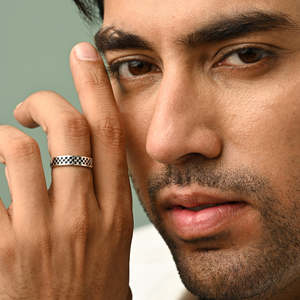 NOVAMART Fine Buy Premium 925 Pure Sterling <b>Silver</b> <b>Rings</b> for <b>Men</b> Geometric Design with Zircon or Pearl Rhodium Gold Plated Multi - Product Image 4