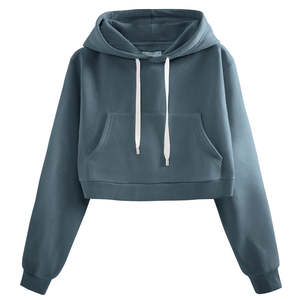 Top Tendance Hiver Femmes À Capuche Crop Top À Capuche À Séchage Rapide Écologique Respirant Coton Avant Logo Bas Prix - Product Image 1