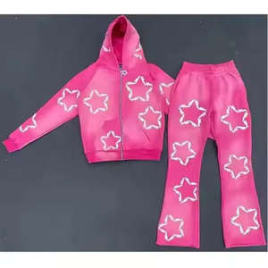 Ensemble de survêtements pour hommes 2 pièces Survêtement imprimé bouffant à capuche et fermeture éclair Survêtements baggy personnalisés de style de rue pour hommes - Product Image 2