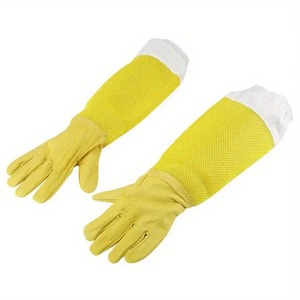Guantes de apicultor Guantes protectores de apicultura Cuero Piel de cabra Malla Mantenimiento de abejas Ventilado Mangas largas Equipo de Apicultura - Product Image 1