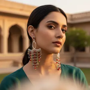 Pendientes de Flores Vintage con Plata 925 y Piedras Preciosas (Esmeralda y Diamante) para Joyería Femenina - Product Image 1