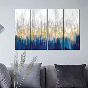 งานศิลปะบนผ้าใบพิมพ์ลายสีทองหรูหราพร้อมเส้นสีทองทันสมัย,4P: ห่อหุ้มอย่างดี - Product Image 1