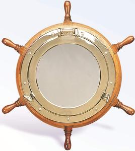 Somptueux luxe en laiton hublot miroir bateau roue exportateur véritable décor à la maison Antique laiton métal rond hublot fournitures marines - Product Image 2