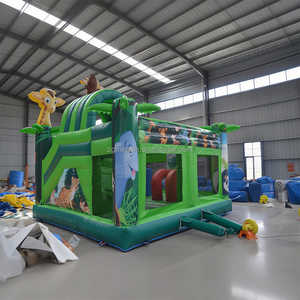 Circuito Obstáculos Inflable Comercial Tema Safari Jungla con Tobogán 3D Animal Combo para Niños - Product Image 2