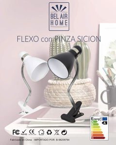 BEL AIR HOME - Desk Lamp with Sicion Clamp - Classic Style - White or Black Metal - Lamp <b>Holder</b> E-27 - Dimensions 28x27x11 cm - Product Image 3