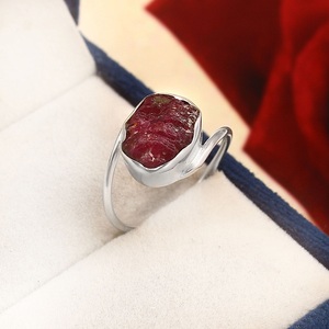 925 Sterling <b>Silver</b> <b>Boho</b> Eternity <b>Ring</b> Classic Style Raw Garnet Stone Bezel Setting Custom Jewelry for Birthday - Product Image 5