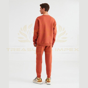 Survêtement en coton de haute qualité pour hommes avec col rond et poches plaquées Logo personnalisé Ensemble de sweat Poids lourd Prix - Product Image 4